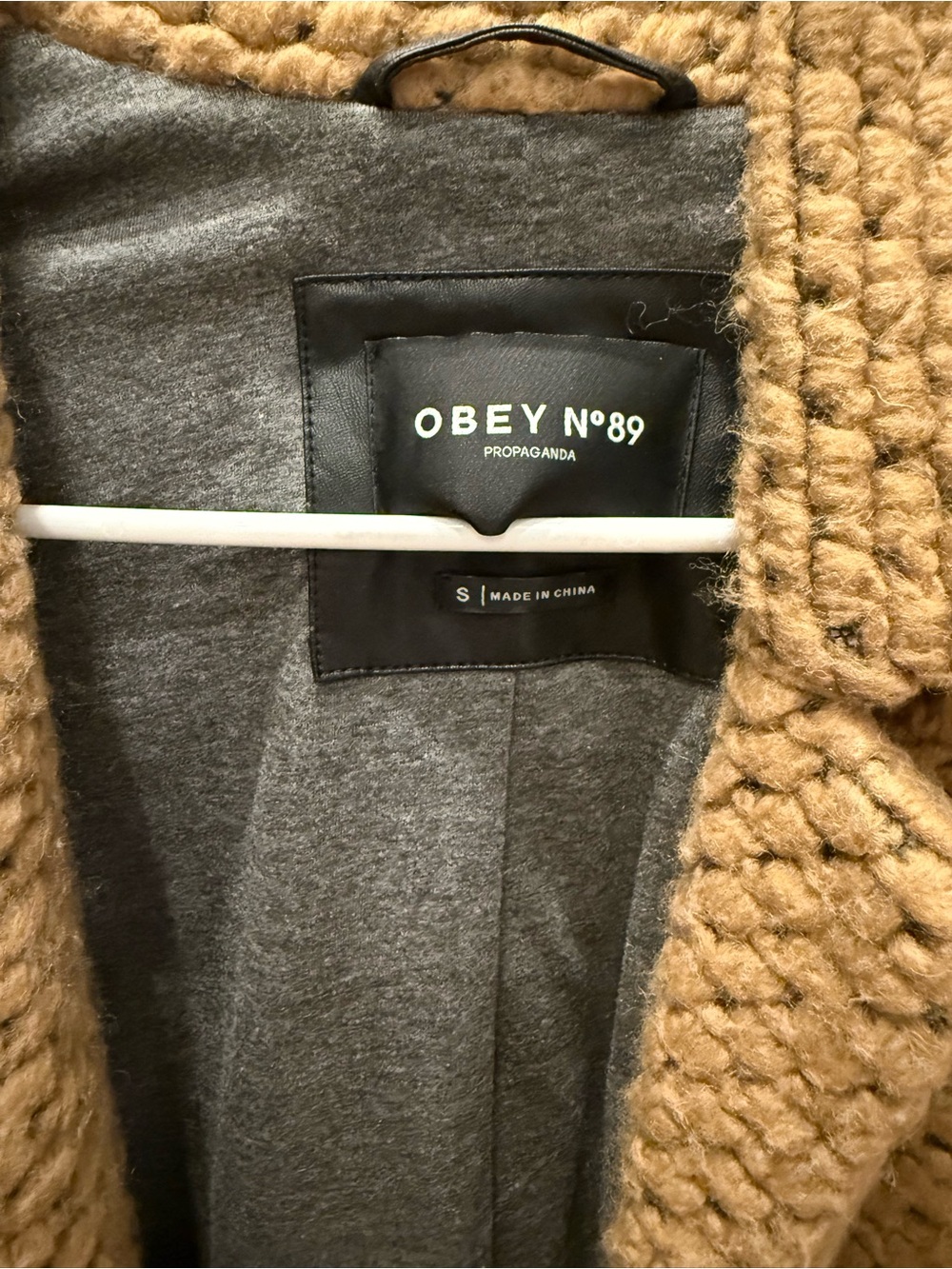 Obey Chunky Knit Cardigan in Camel/Tan - Picture 2 of 3